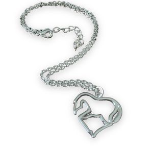 EQUESTRIAN HEART SILVERTONE NECKLACE